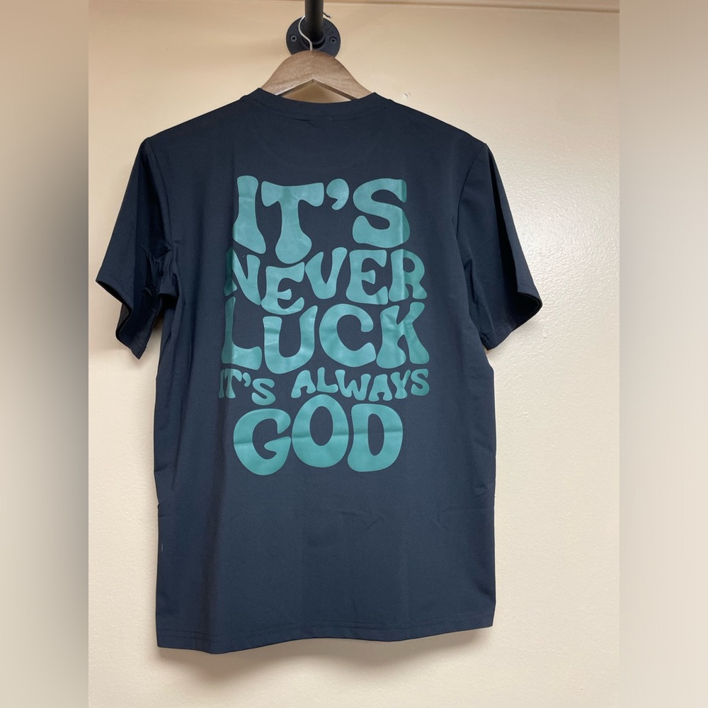 Black T-Shirt with Teal Graphic